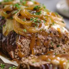 Crockpot French Onion Meatloaf and Melted Swiss Cheese-image