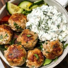 Greek Chicken Meatballs with Homemade Tzatziki Sauce-image