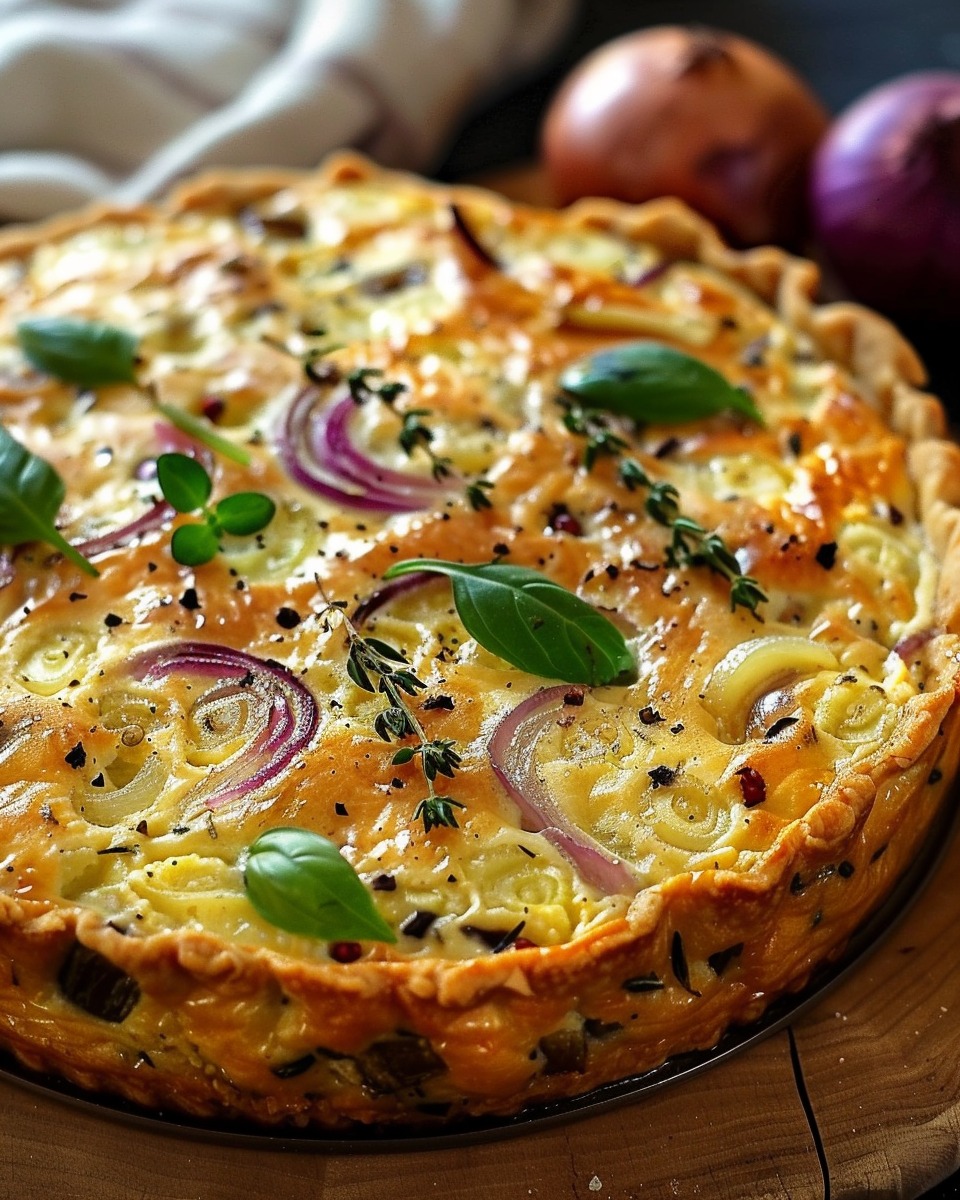 Savory Cauliflower and Red Onion Quiche with Basil and Rosemary ...