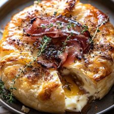 Baked Brie in Puff Pastry with Honey, Fig, and Prosciutto-image