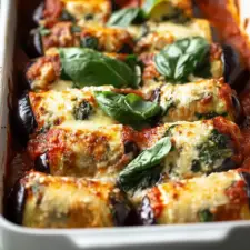 Eggplant Roll-Ups with Creamy Ricotta and Spinach -image