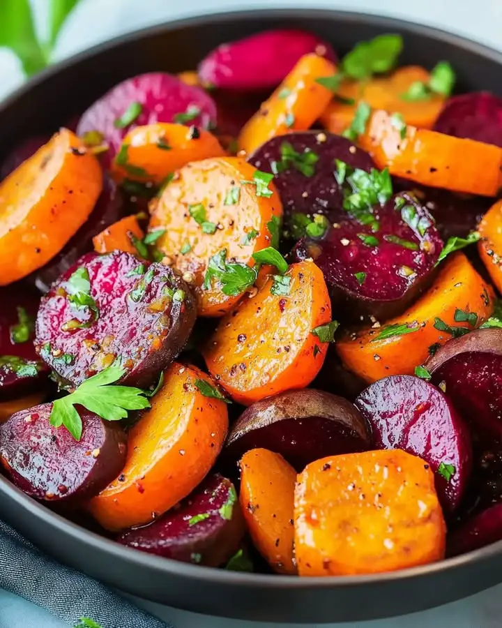 Sweet Maple Roasted Beets and Carrots