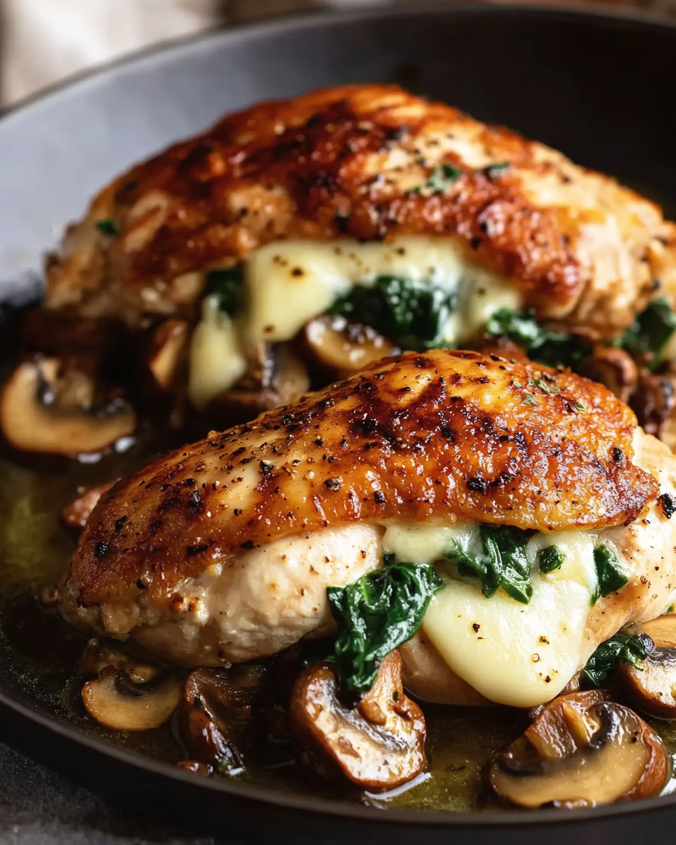 Stuffed Chicken Breast with Mushrooms Spinach and Mozzarella – A Deliciously Simple Recipe