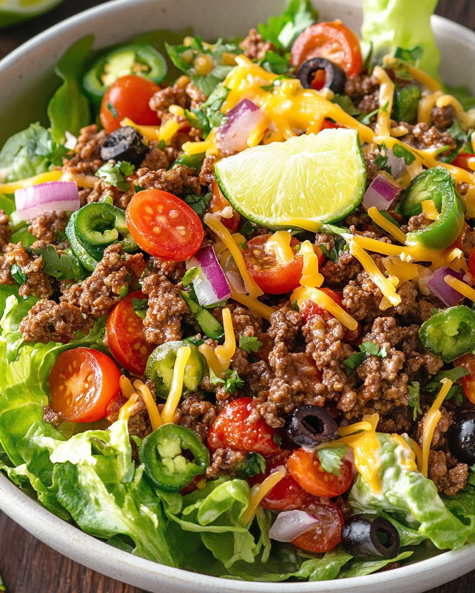 Taco Salad with Ground Beef and Fresh Veggies – A Flavorful 20-Minute Meal