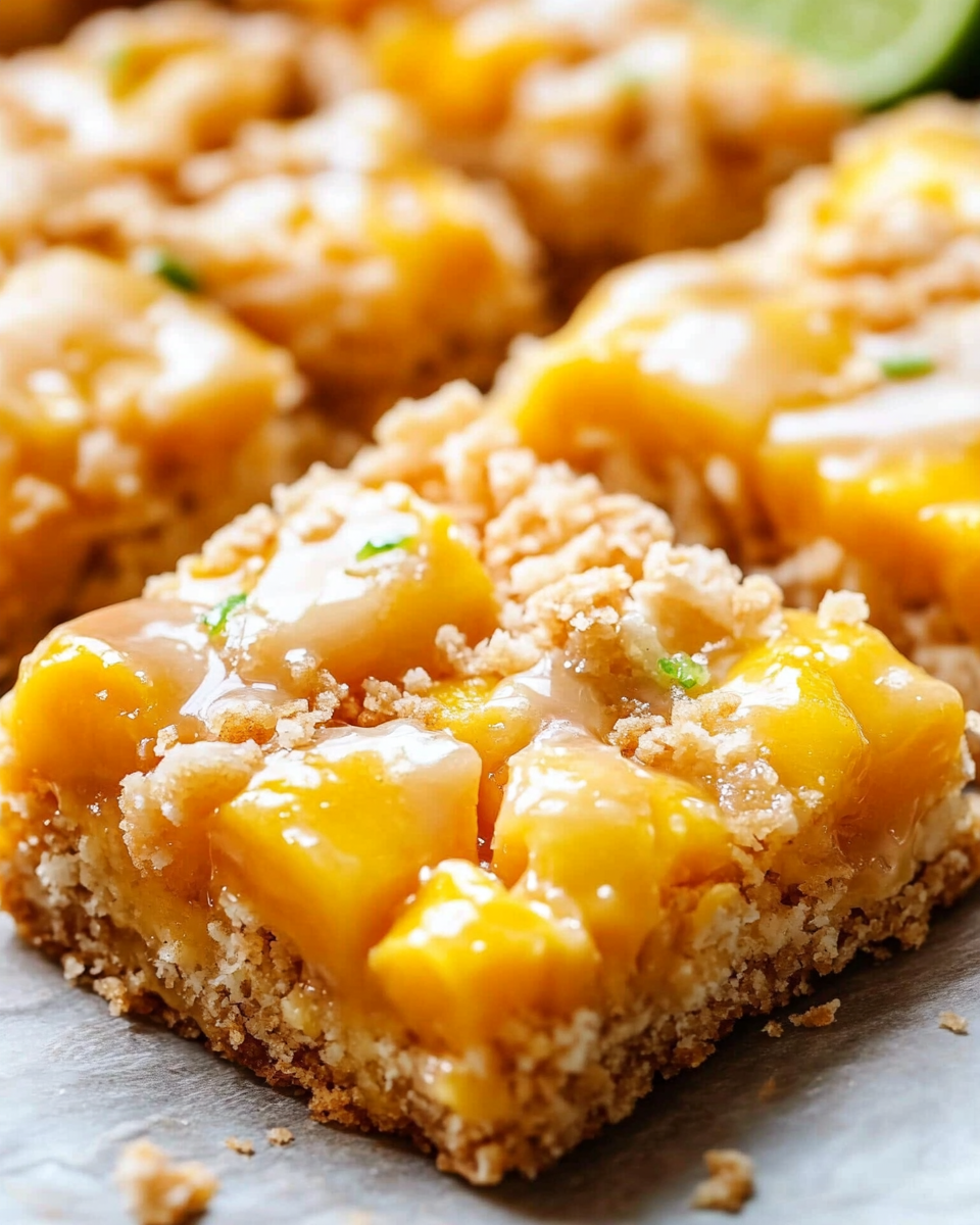 Mango Coconut Crumble Bars with Lime Glaze – A Tropical Delight for Any Occasion