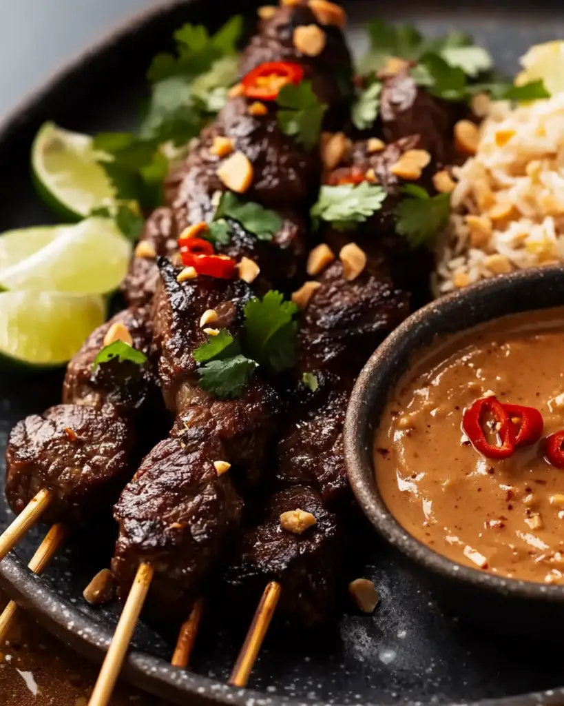 Tender Thai Beef Satay Skewers with Peanut Sauce: A Flavorful Journey to Thailand