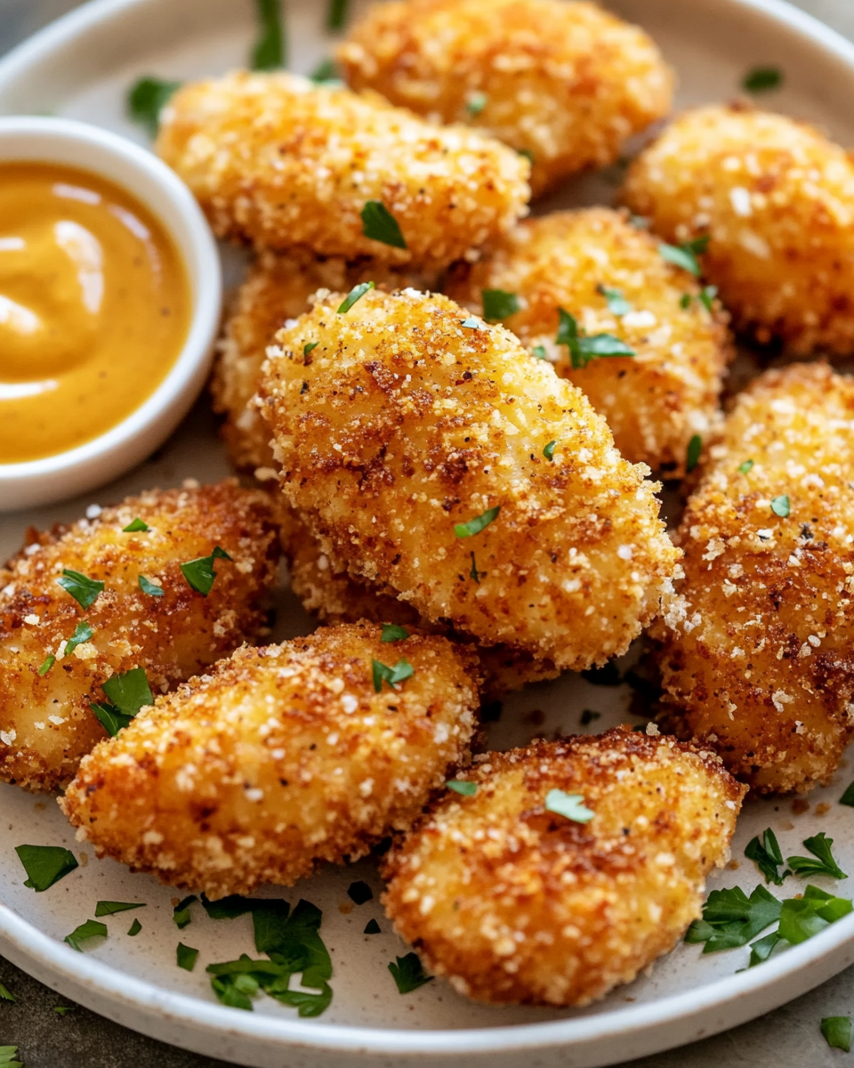 Crispy Baked Chicken Tenderloins with Mustard Mayo Batter