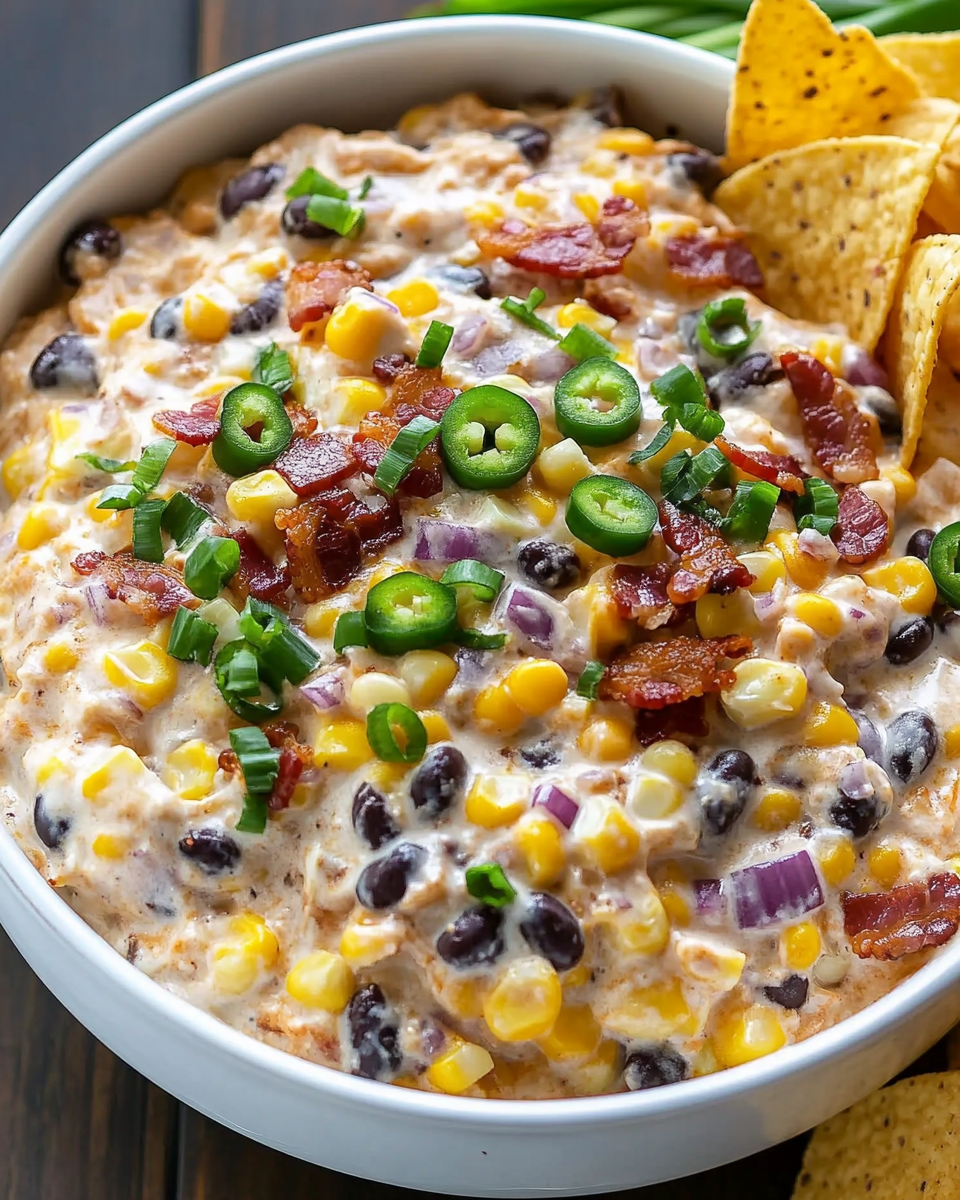 Creamy Corn & Black Bean Dip with Bacon: The Ultimate Crowd-Pleaser