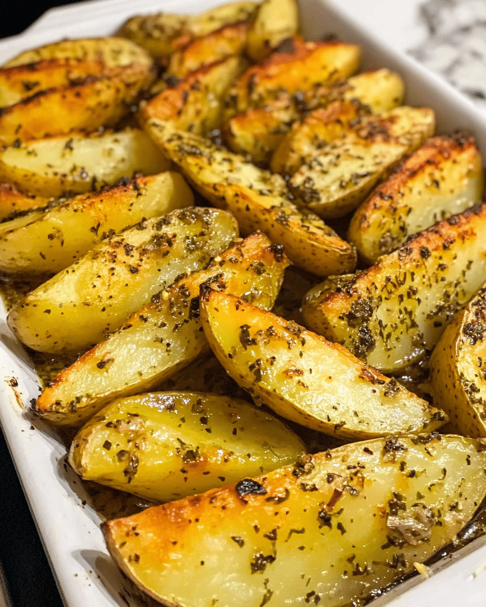 Baked Mustard Lemon Potatoes with Garlic and Oregano