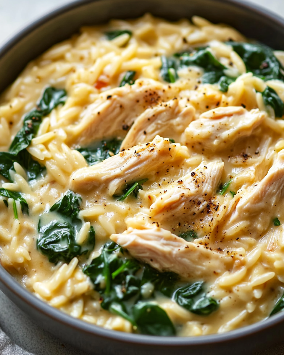 Creamy Orzo with Chicken and Spinach: A Delicious One-Pot Meal