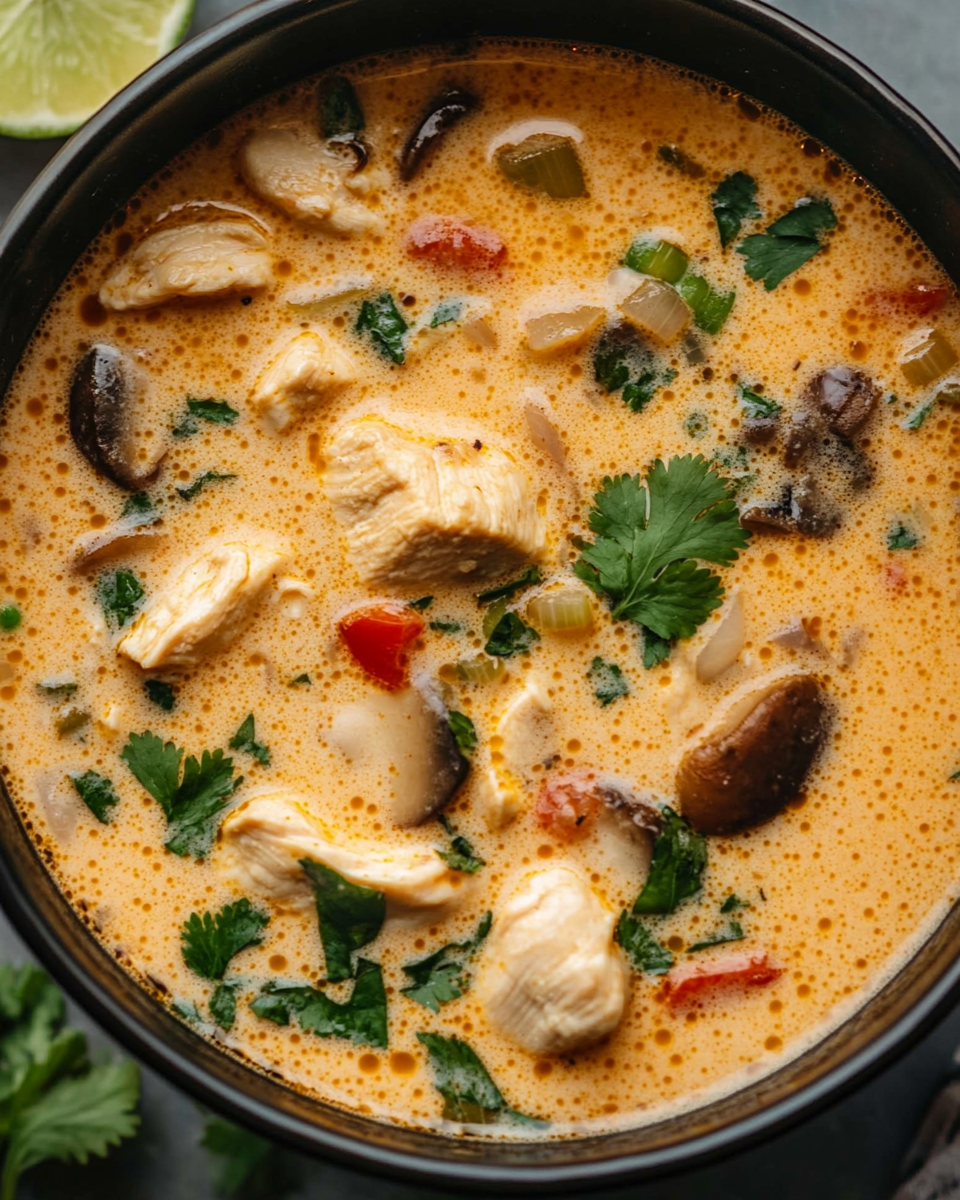 Creamy Coconut Chicken Soup with Fresh Herbs and Lime: A Flavorful Comfort Food Experience