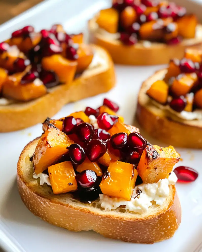 Baked Goat Cheese and Butternut Squash Crostini with Pomegranate: A Delightful Bite-Sized Treat
