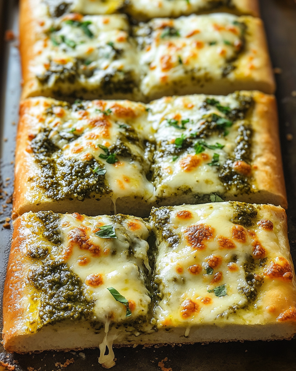 Garlic Pesto Bread with Mozzarella and Parmesan – The Ultimate Appetizer Recipe