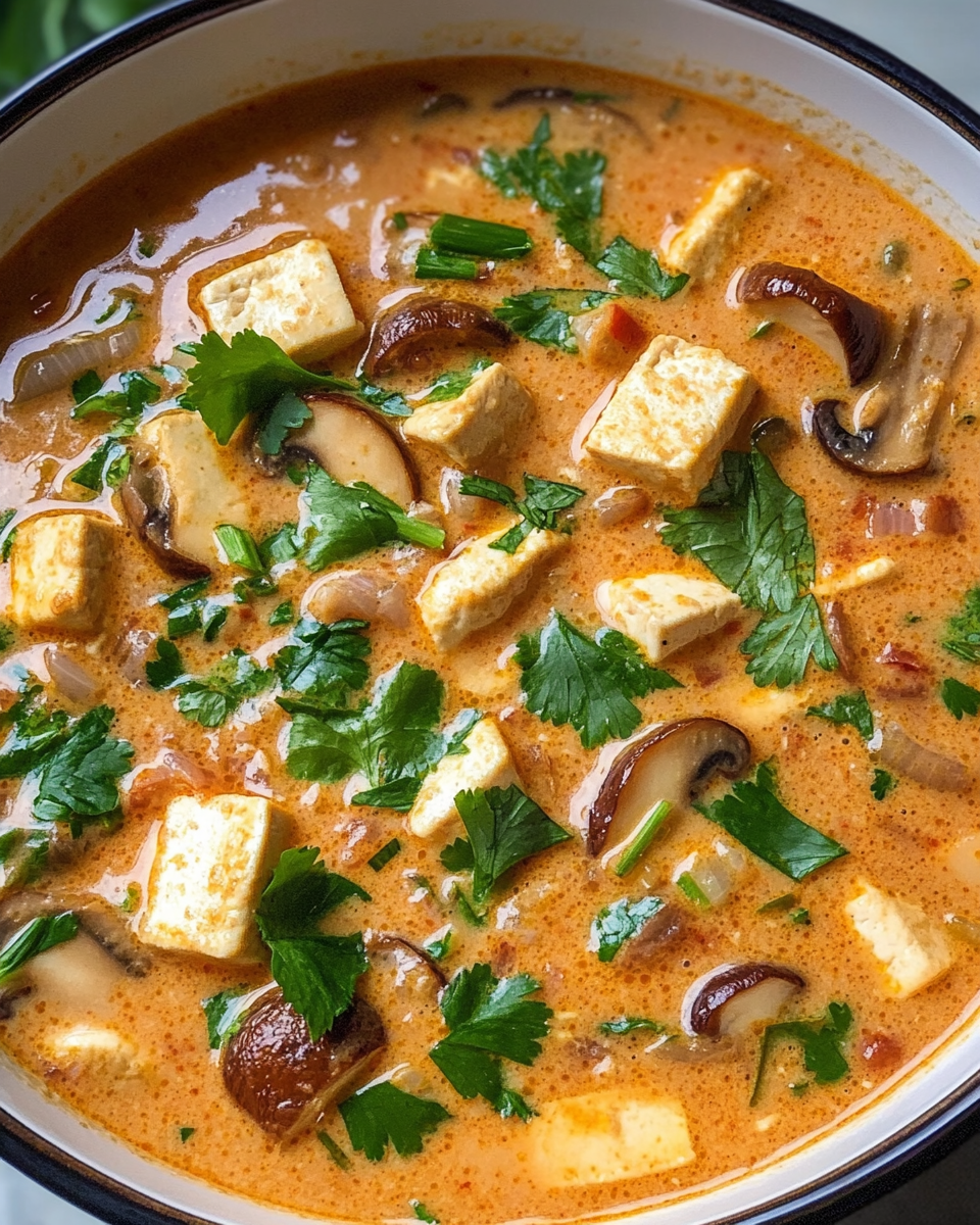 Easy Coconut Curry Soup with Tofu and Shiitake Mushrooms: A Flavorful, Comforting Bowl of Goodness