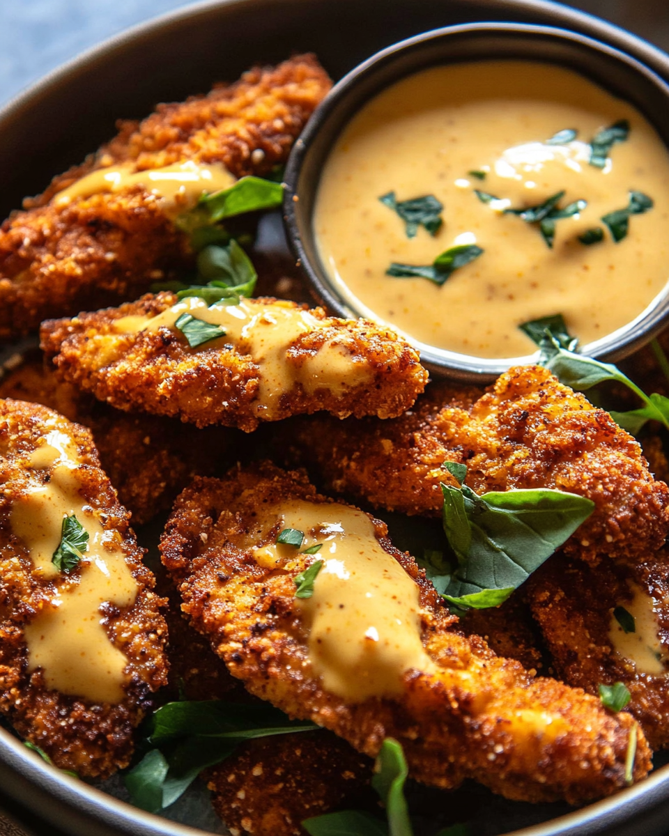 Crispy Pretzel-Crusted Chicken with Cheddar Cheese Sauce: A Flavorful Twist on a Classic Favorite