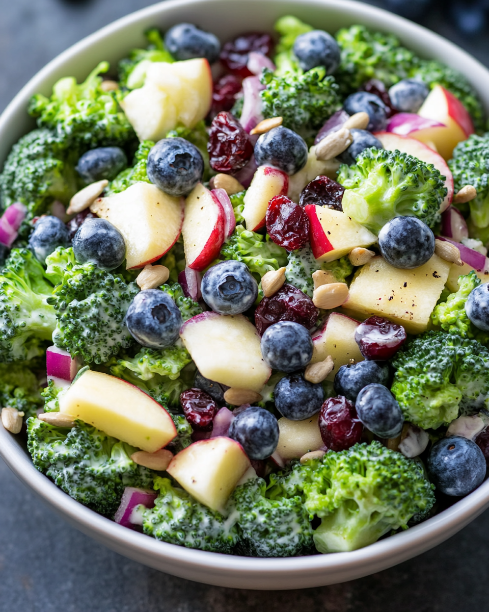 Fresh Broccoli and Blueberry Salad with Honey Yogurt Dressing: A Refreshing and Healthy Delight