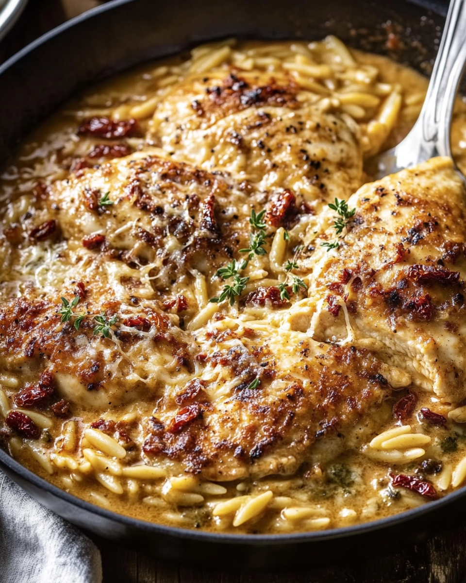 Creamy Sun-Dried Tomato Chicken and Orzo Bake: A Comforting and Flavor-Packed Dinner