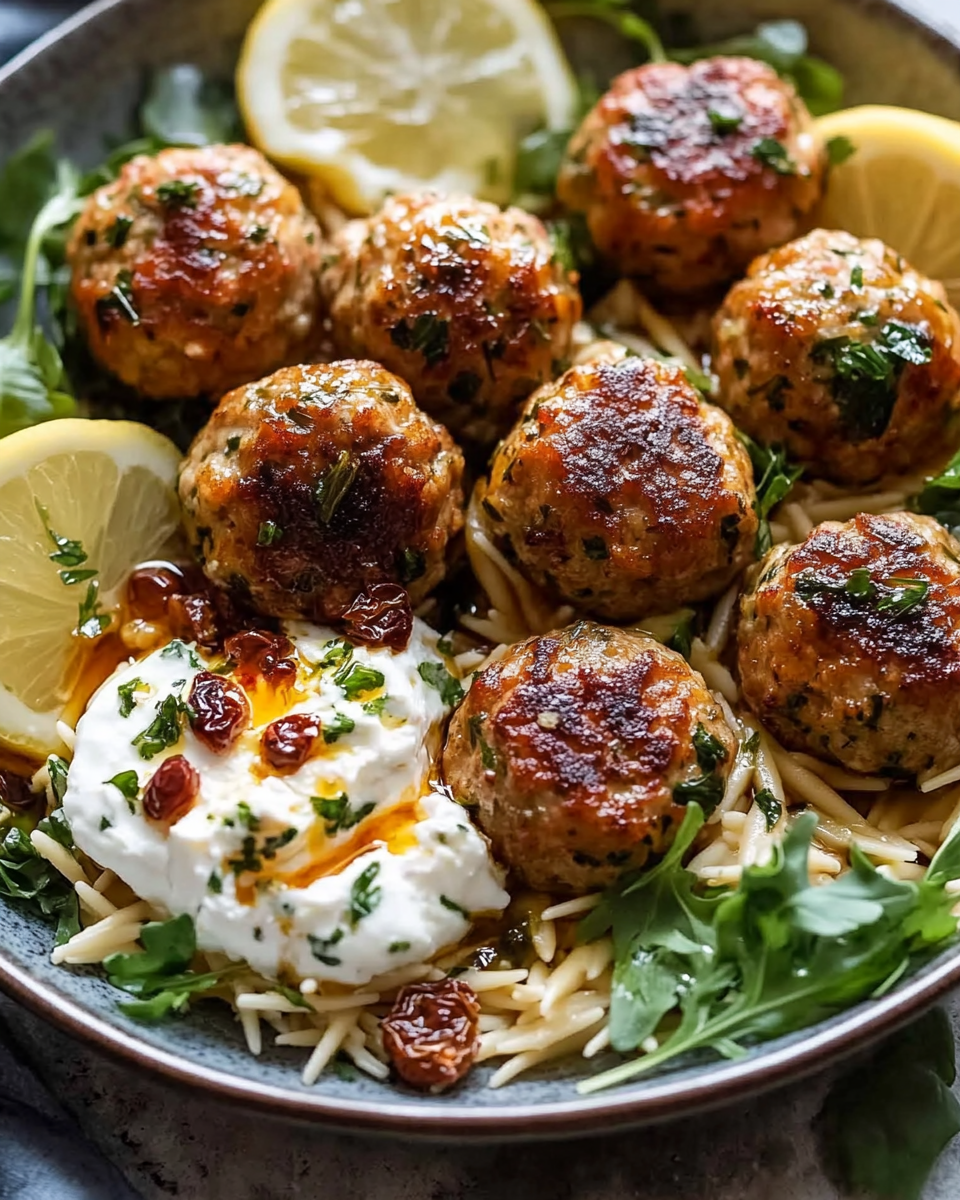 Lemon Herb Meatballs with Orzo and Whipped Feta: A Fresh, Flavorful Meal to Savor