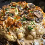 Roast Head of Cauliflower with Silky Mushroom and Gruyère Sauce: A Comforting, Flavor-Packed Dish
