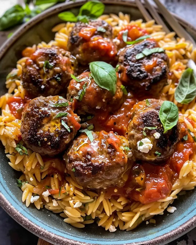 Mediterranean Orzo Meatball Skillet Recipe – A Flavorful and Wholesome Dish