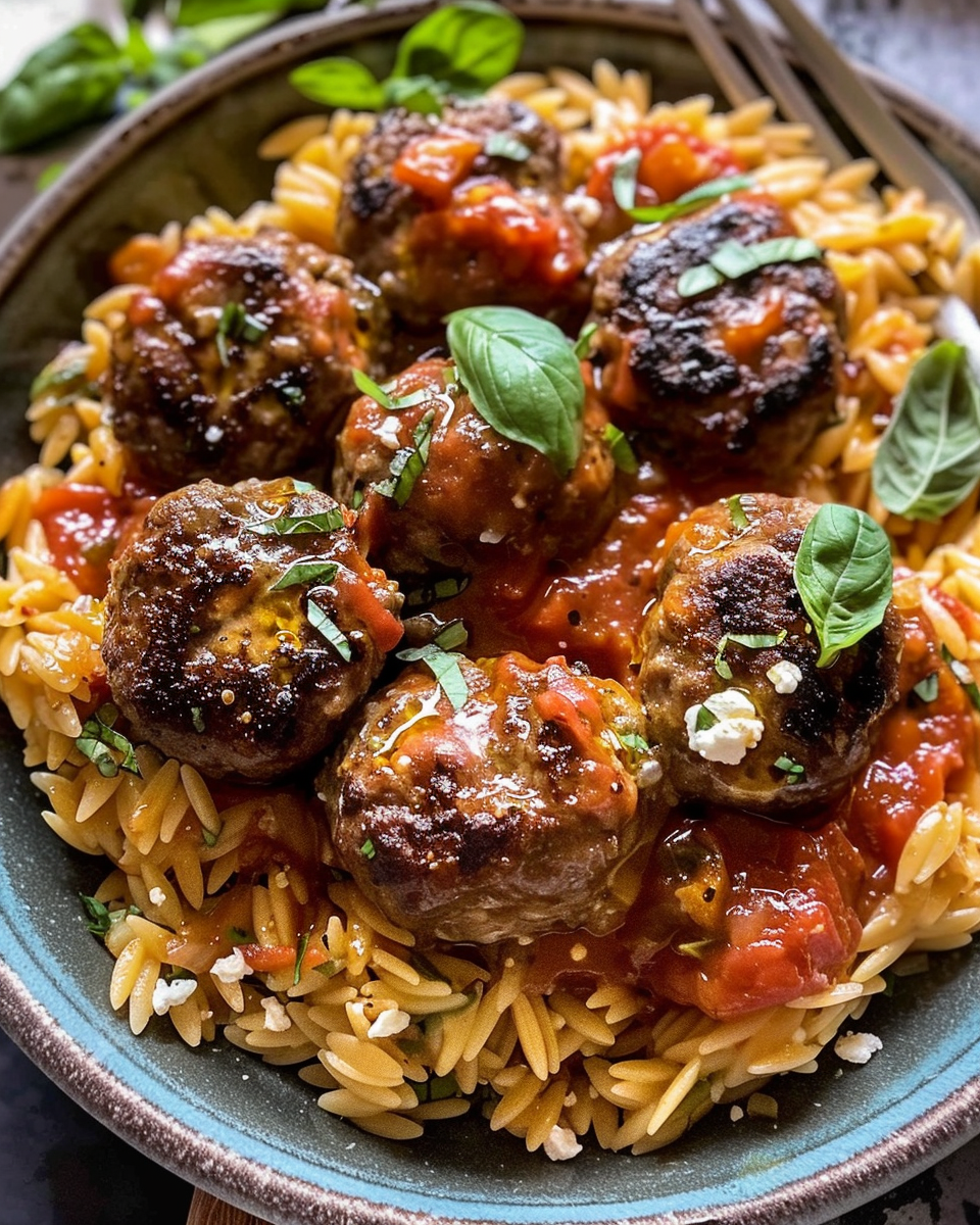 Mediterranean Orzo Meatball Skillet Recipe – A Flavorful and Wholesome Dish