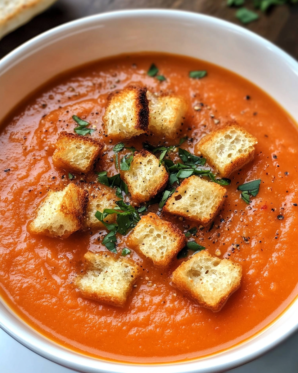 Creamy Tomato Soup with Fresh Basil – Easy, Comforting, and Flavorful