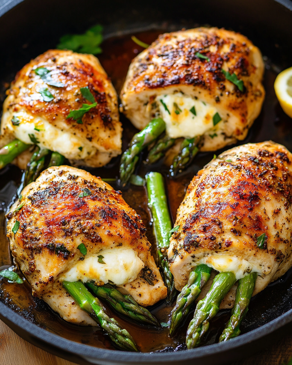 Chicken and Asparagus Stuffed with Melty Mozzarella: A Flavorful and Easy Recipe