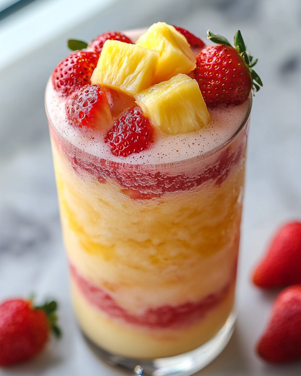 Pineapple Coconut and Strawberry Slush – A Refreshing Drink