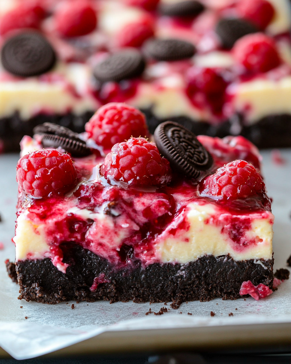 Raspberry Cheesecake Bars with Oreo Crust – A Sweet and Refreshing Delight
