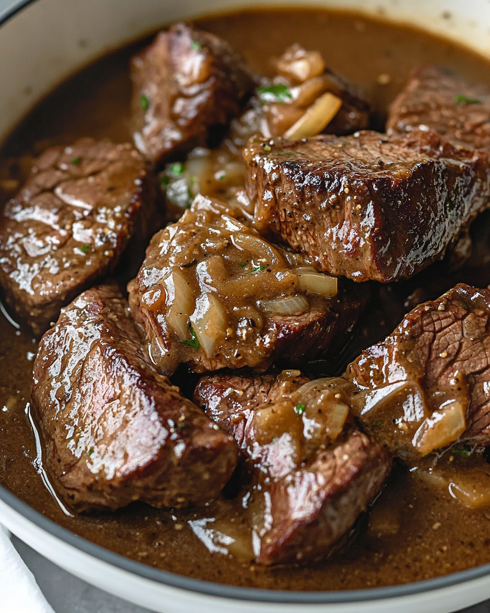 Tender Steak with Rich Onion Gravy – Perfect Comfort Food
