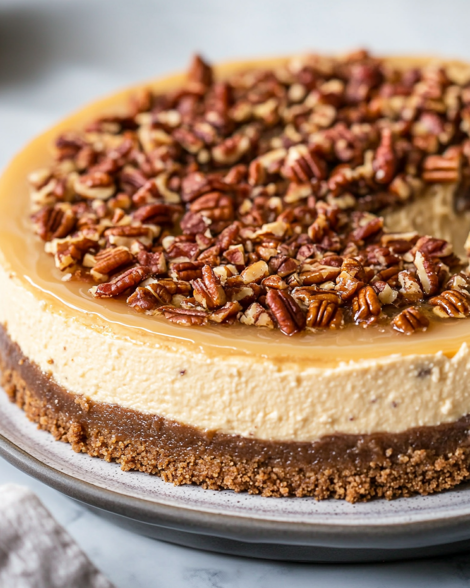 Indulge in the Ultimate Dessert: Maple Bacon Cheesecake with Pecan Topping