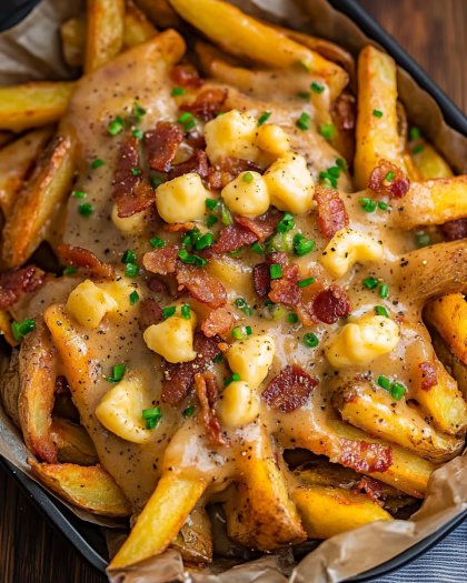 Crispy Bacon and Cheese Curds Fries with Savory Gravy: The Ultimate Comfort Food