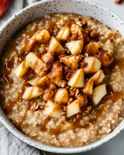 Creamy Caramel Oatmeal with Warm Spiced Apples: A Comforting, Healthy Breakfast to Savor