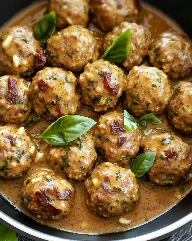 Creamy Sun-Dried Tomato Pesto Meatballs: A Comforting, Flavorful Delight