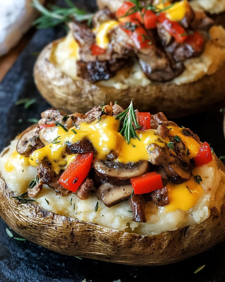 Loaded Baked Potatoes with Cheddar, Provolone, and Sautéed Vegetables: The Ultimate Comfort Food