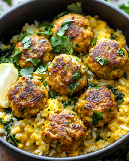 Turmeric Chicken Meatballs with Coconut Rice: A Flavorful and Comforting Dish for Every Meal