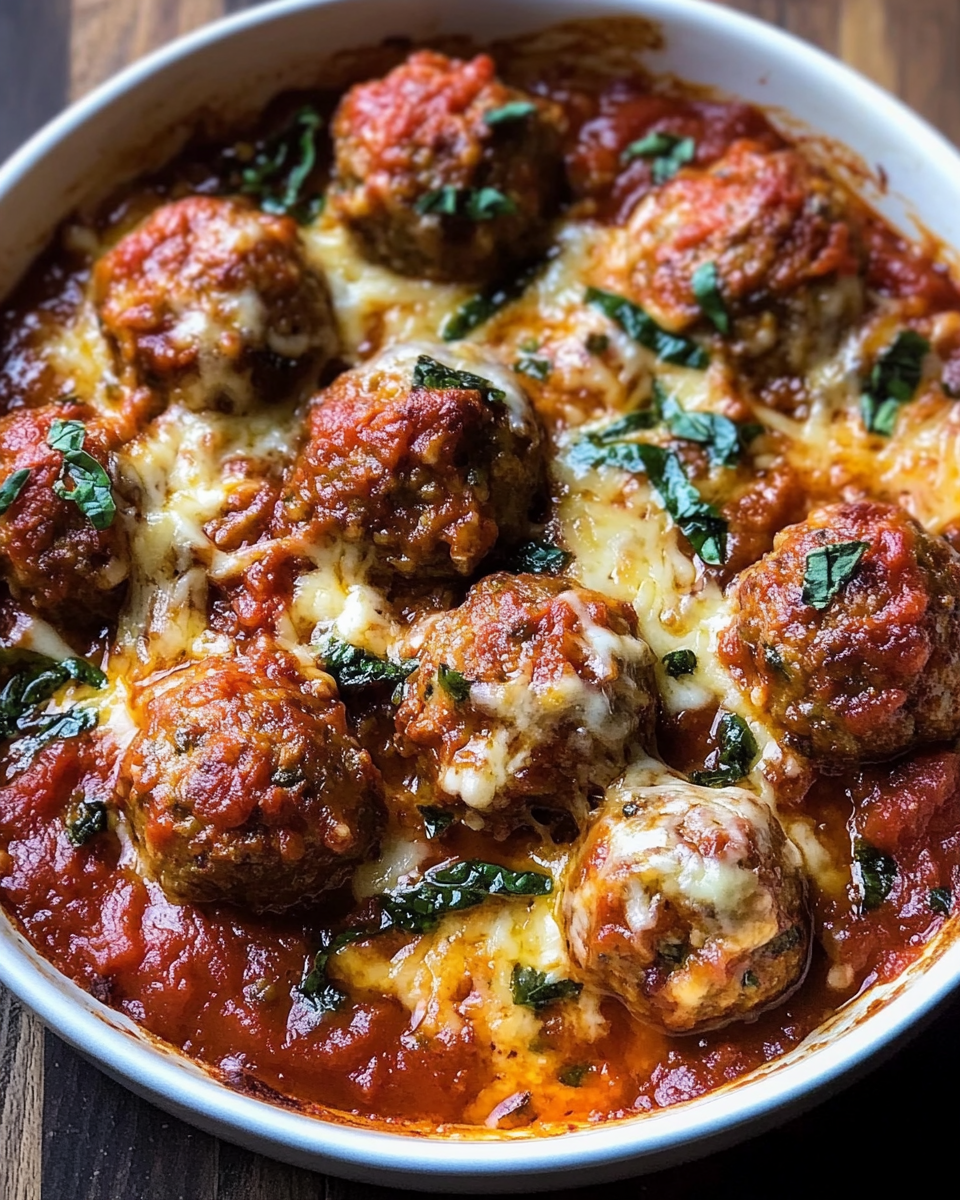 Cheesy Baked Meatballs in Tomato Sauce – A Comforting Family Favorite