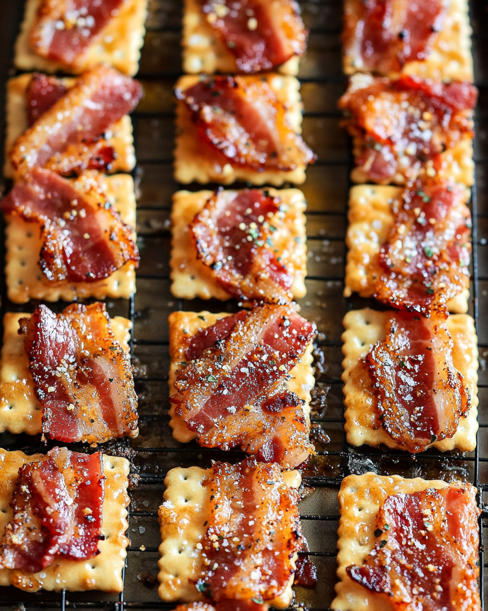 Crispy Bacon Parmesan Crackers with a Sweet and Spicy Kick – A Flavor Explosion in Every Bite