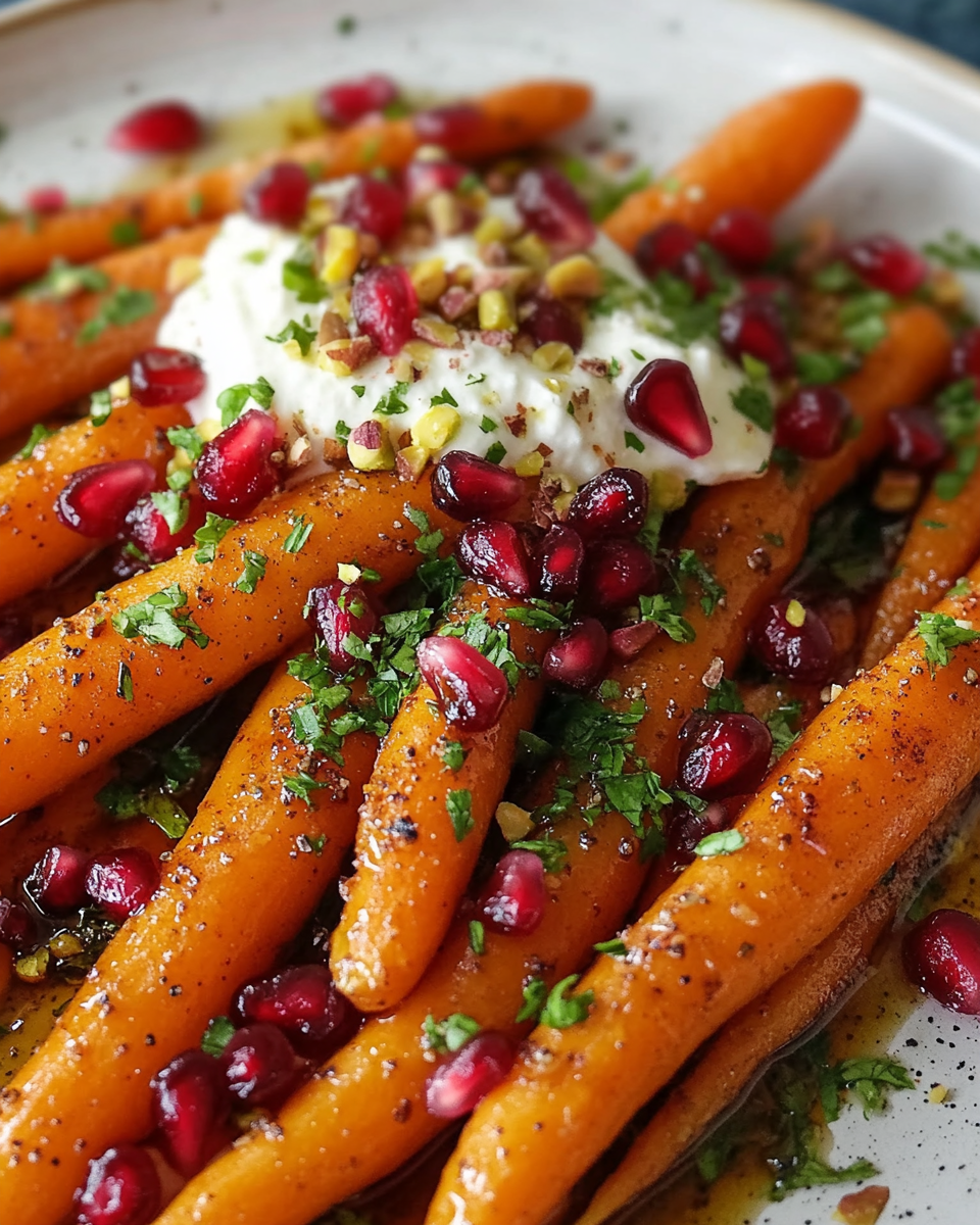 Honey Roasted Carrots with Whipped Feta and Pomegranate: A Flavorful Side Dish That Will Wow Your Guests