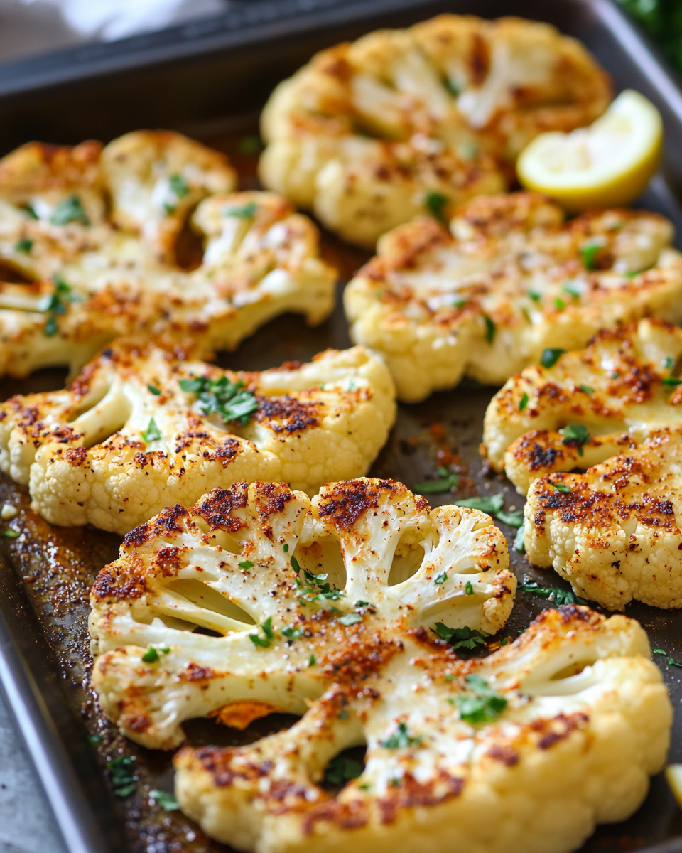 Roasted Cauliflower Steaks with Garlic & Smoked Paprika – A Flavorful, Crispy Plant-Based Delight