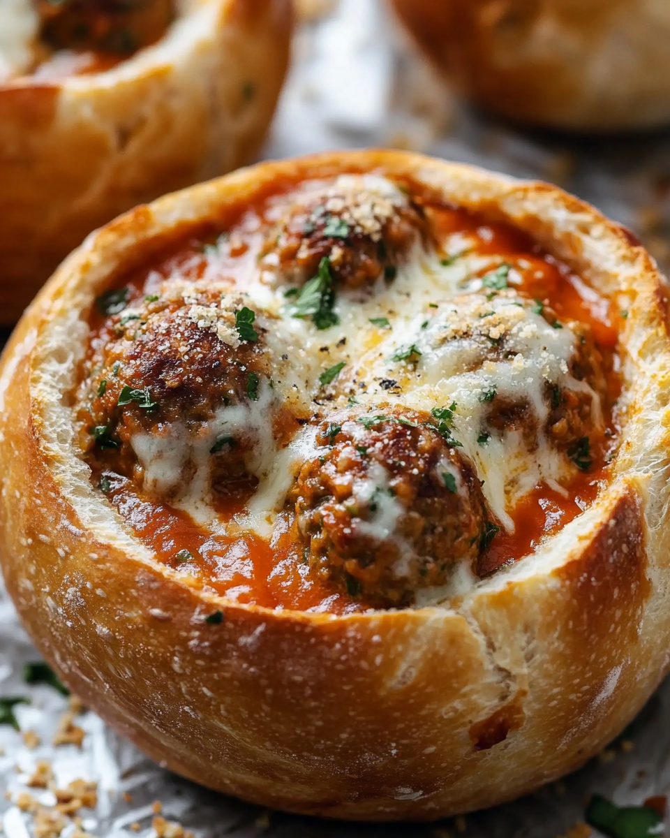 Hearty Meatball Soup in a Bread Bowl: The Ultimate Comfort Food for Cold Days