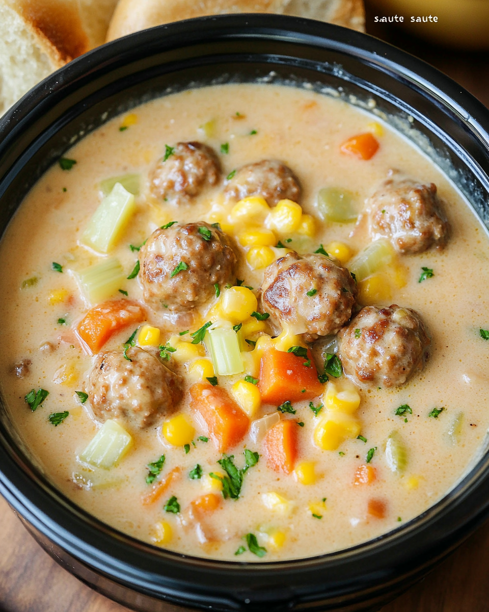 Creamy Meatball Soup with Vegetables – Easy Recipe for Comforting Flavor