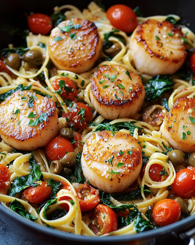 Sautéed Scallops with Garlic Spinach Pasta – A Perfect Weeknight Recipe