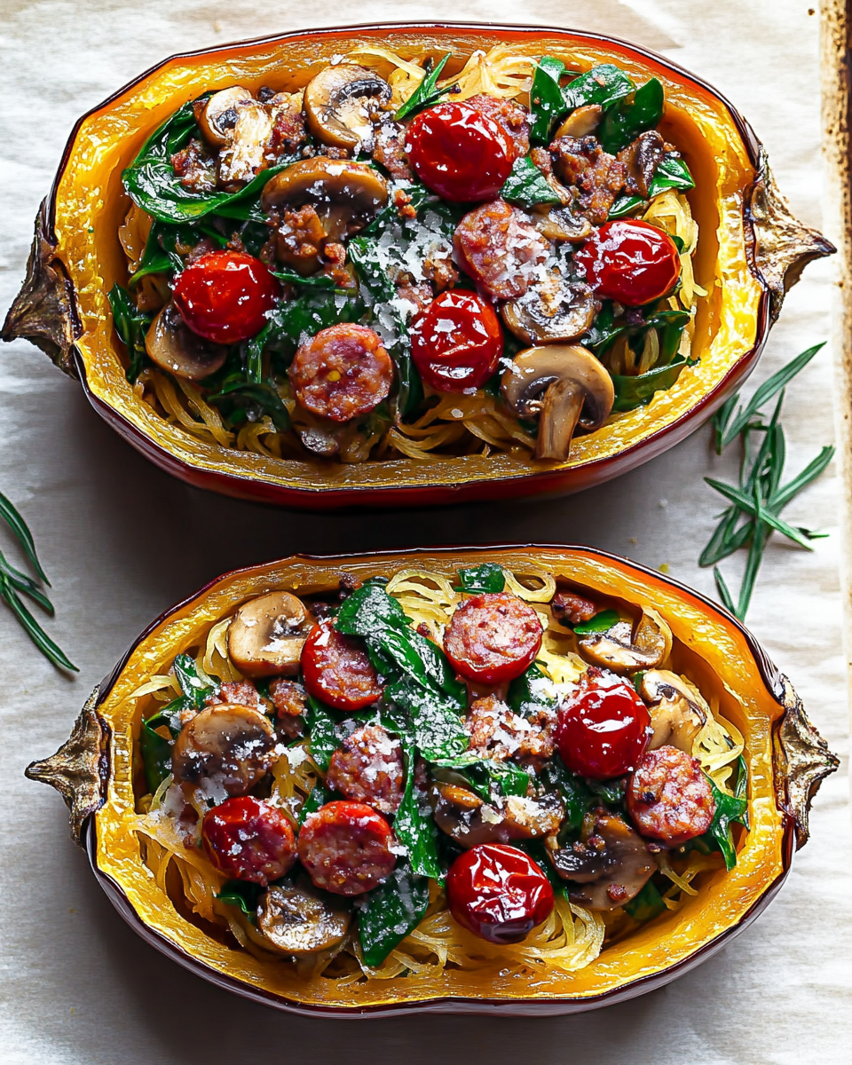 Stuffed Spaghetti Squash with Italian Sausage and Vegetables: A Flavor-Packed, Healthy Meal