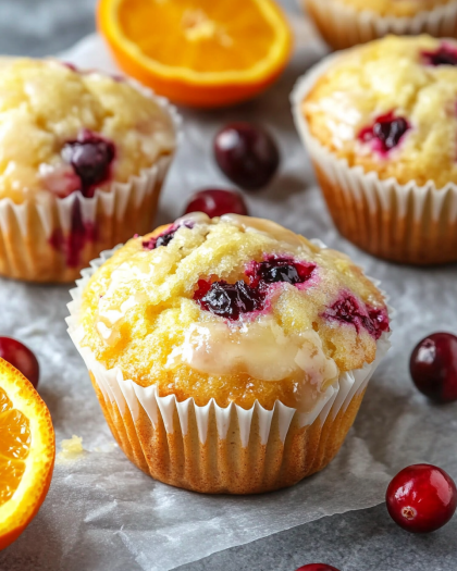 Orange Cranberry Muffins with Tangy Citrus Glaze Recipe: A Sweet and Refreshing Delight