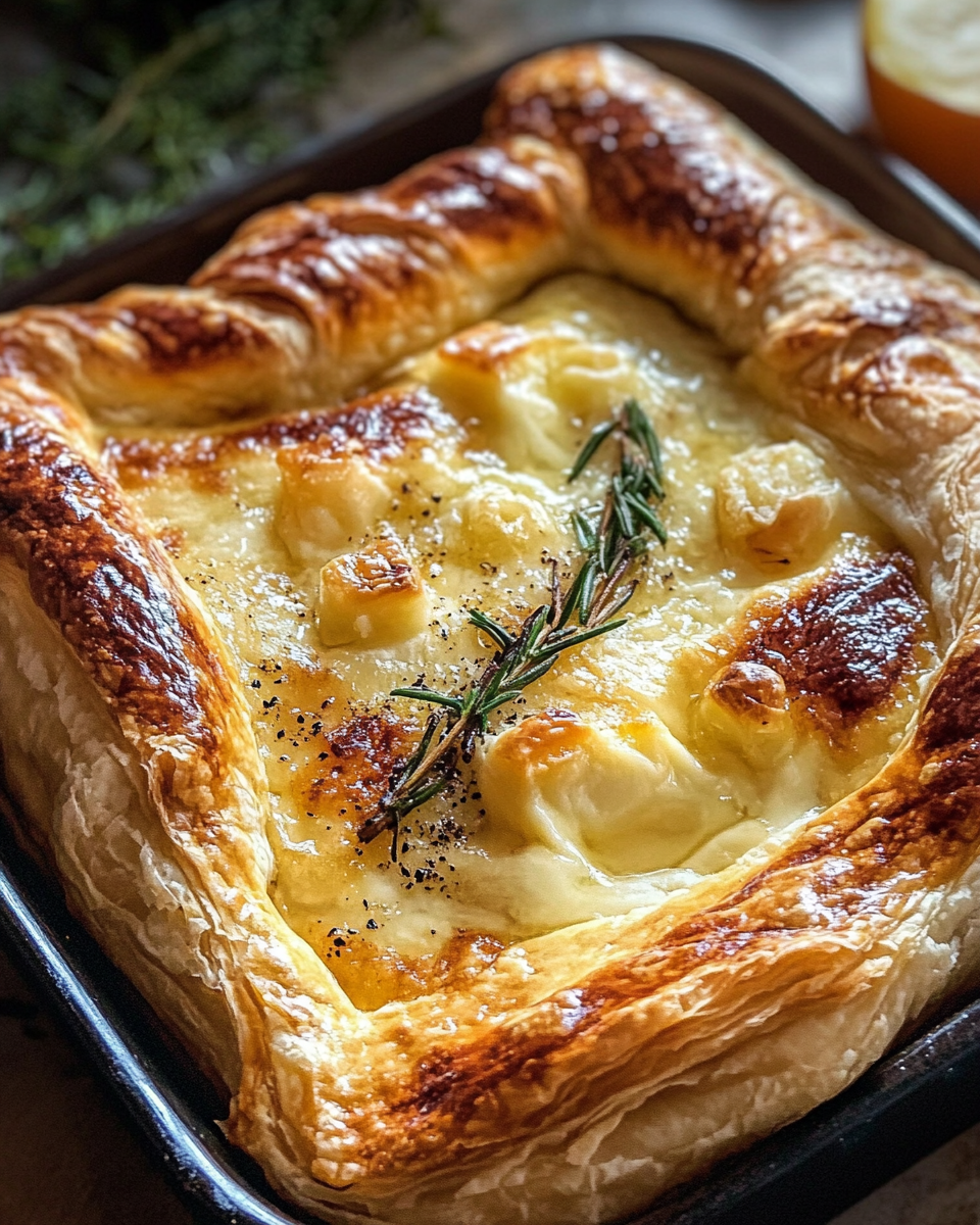 Golden Cheese-Stuffed Puff Pastry with Rosemary & Honey: A Savory-Sweet Delight