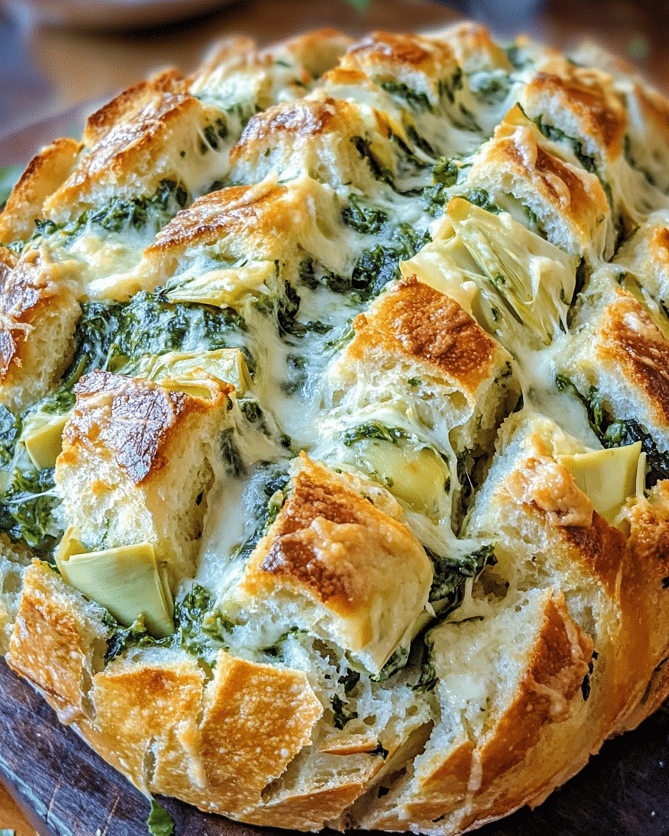 Cheesy Spinach and Artichoke Pull-Apart Sourdough Bread: A Perfect Party Appetizer