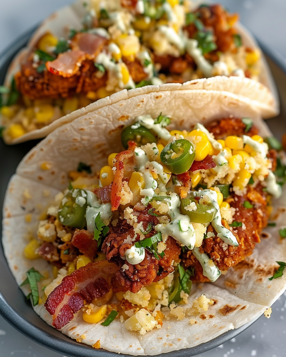 Fried Chicken Street Corn Taco with Jalapeño Lime Ranch: A Flavor Explosion