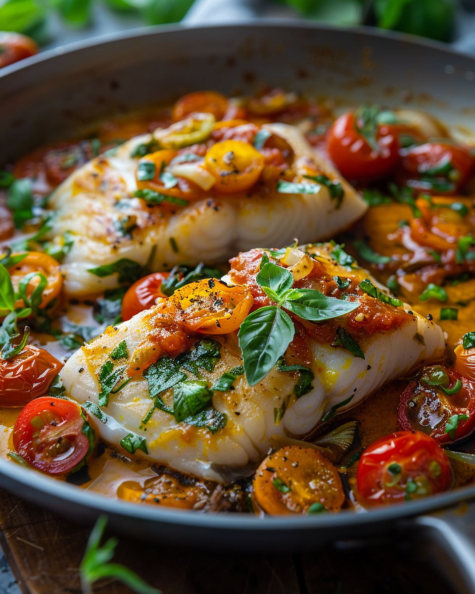 Golden Cod with Garlic Tomato Basil Sauce: A Flavorful, Quick Weeknight Dinner
