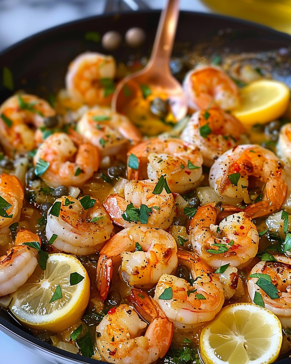 Succulent Lemon Garlic Butter Shrimp with Fresh Herbs and Capers: A Flavor-Packed, Easy Recipe to Impress